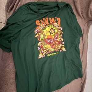 Torrid Green Graphic Tee with Butterfly Design